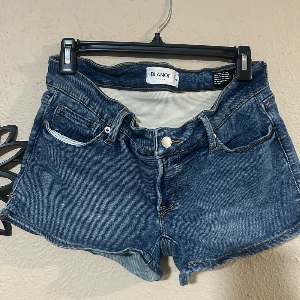 BLANQI® Denim Postpartum Belly Support Jeans Shorts - Worn Indigo Wash / 4